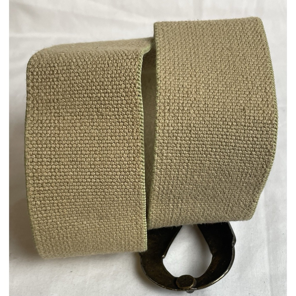 Vtg Omega Arrowhead Stretch Belt Womens Sz L Textured Brass Beige Textile - Picture 5 of 7